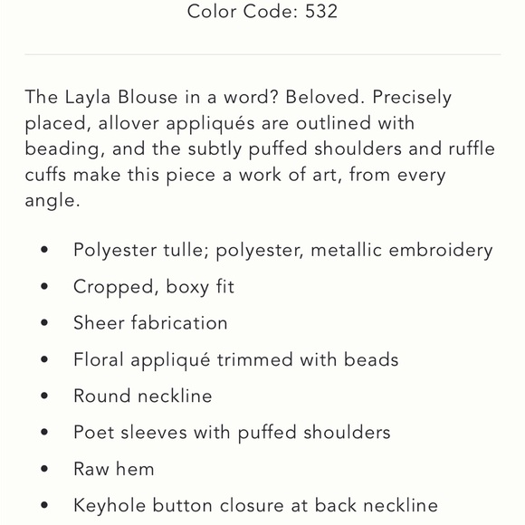 Anthropologie Sheer Floral Embroidered Blouse - Picture 6 of 6